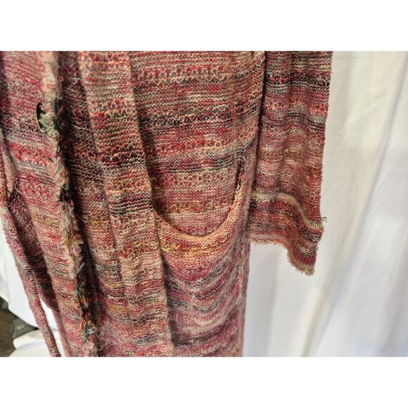 Free People Red Orange Desert Sunrise Duster Cardigan Sweater Small - Picture 10 of 11